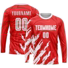 Sublimation Custom Jersey Soccer Red Uniform White