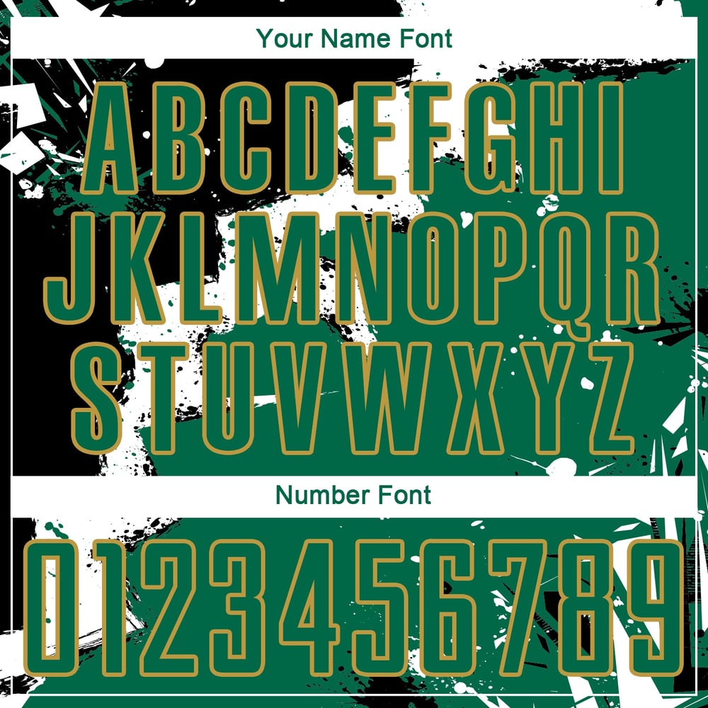 Kelly Uniform Sublimation Soccer Jersey Green-Old Black Spalsh Custom Gold