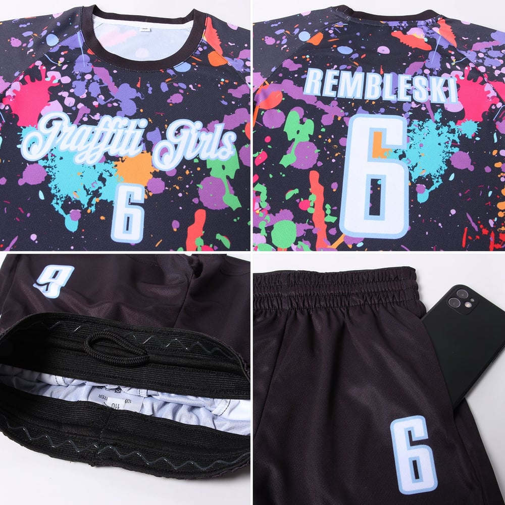 Soccer White-Light Pattern Uniform Jersey Sublimation Graffiti Custom Blue