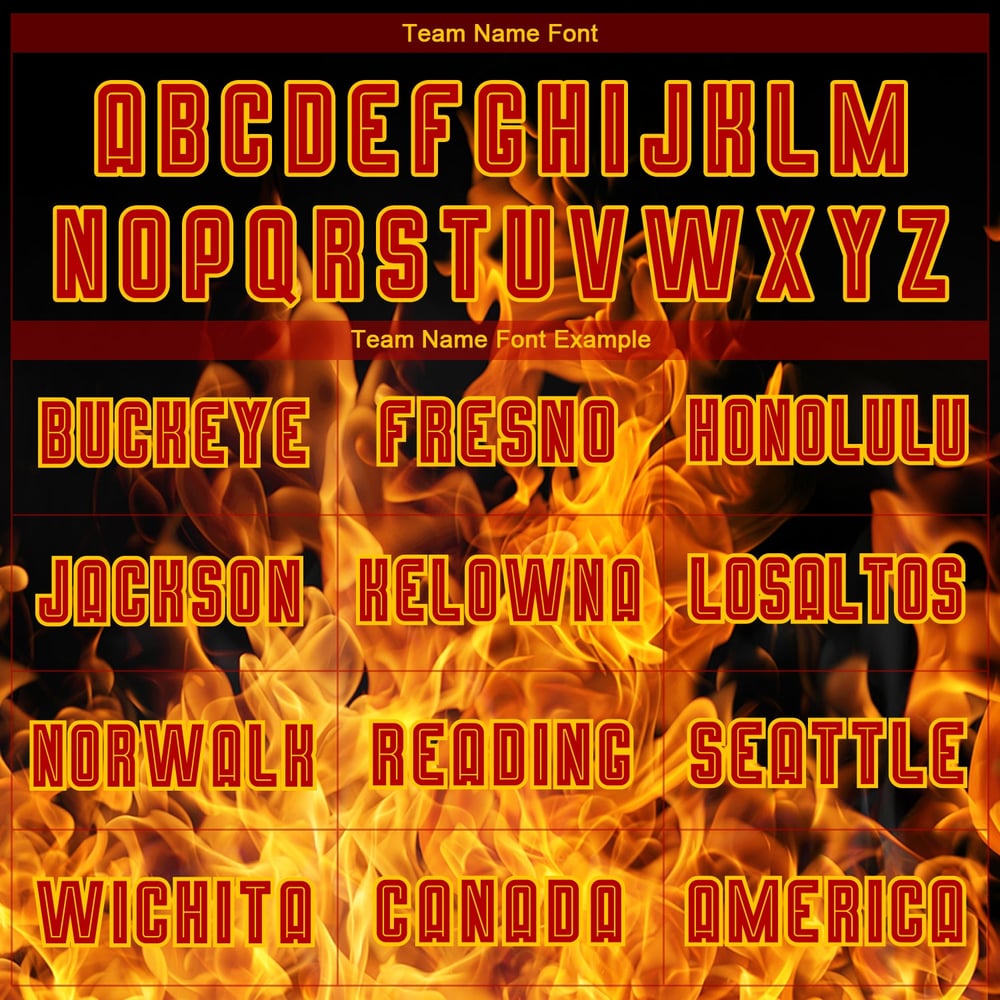 Custom Jersey Sublimation Soccer Uniform Flame Red-Gold Black