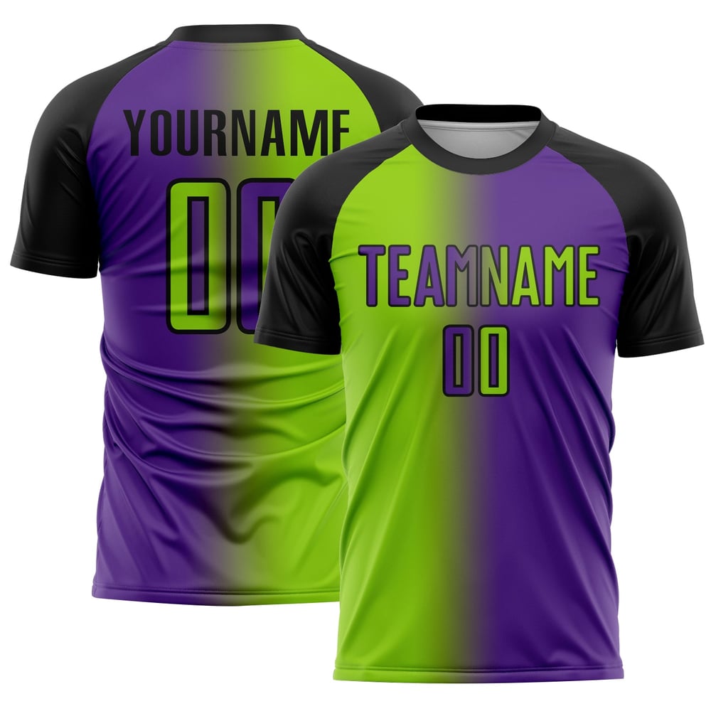 Gradient Neon Fußball Grün-Schwarz Mode Lila Jersey Uniform Sublimation Custom