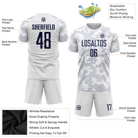 Sublimation Uniform Navy Soccer Jersey White Custom