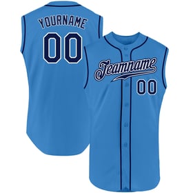 Powder Jersey Blue Sleeveless Baseball Navy-White Custom Authentic