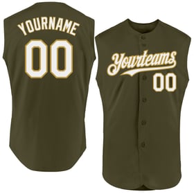 Service To Authentic Sleeveless Baseball White-Old Jersey Custom Olive Salute Gold
