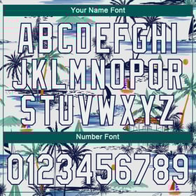 Camiseta de béisbol 3D con diseño de palmeras, diseño personalizado en blanco y azul marino, de la isla de Hawái.