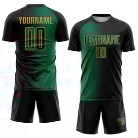 Sublimation Gradient Jersey Fashion Kelly Schwarz Custom Fußball Grün-Altgold Uniform