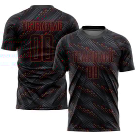 Uniform Jersey Soccer Sublimation Black Custom Red