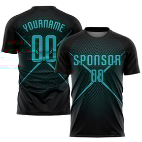 Sublimation Custom Uniform Teal Black Jersey Soccer