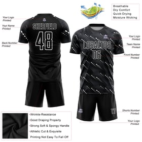 Black Uniform Custom Jersey Sublimation Soccer White