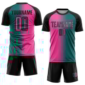 Jersey Uniform Custom Fußball Farbverlauf Pink-Schwarz Sublimation Fashion Teal
