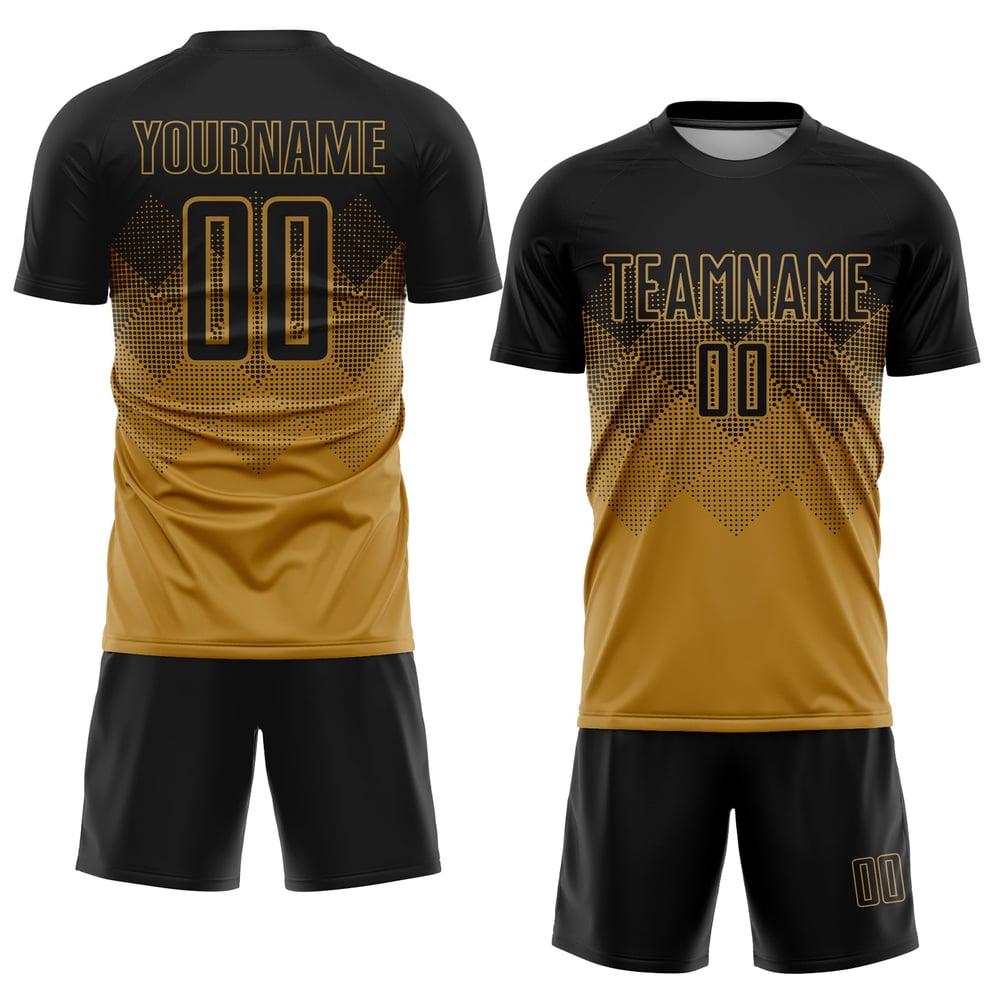 Uniform Old Soccer Sublimation Gold Custom Black Jersey