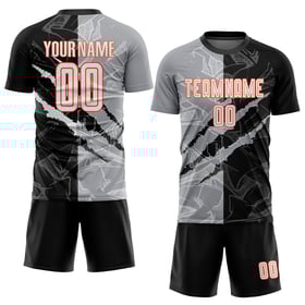 Camiseta de fútbol rascable con patrón de uniforme personalizado en gris-naranja y blanco con grafiti negro de sublimación
