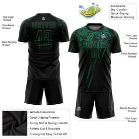 Kelly Jersey Sublimation Soccer Uniform Green Black Custom