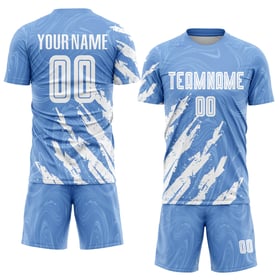 Maillot de football personnalisé bleu clair et blanc par sublimation