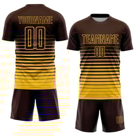 Camiseta de rayas de moda personalizada sublimación amarillo marrón uniforme de fútbol desvanecido