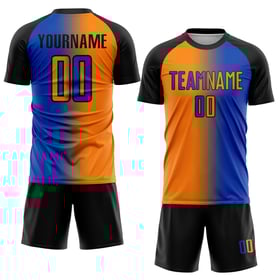 Gradient Blau Jersey Fußball Sublimation Thunder Bay Uniform Mode Custom Orange-Schwarz