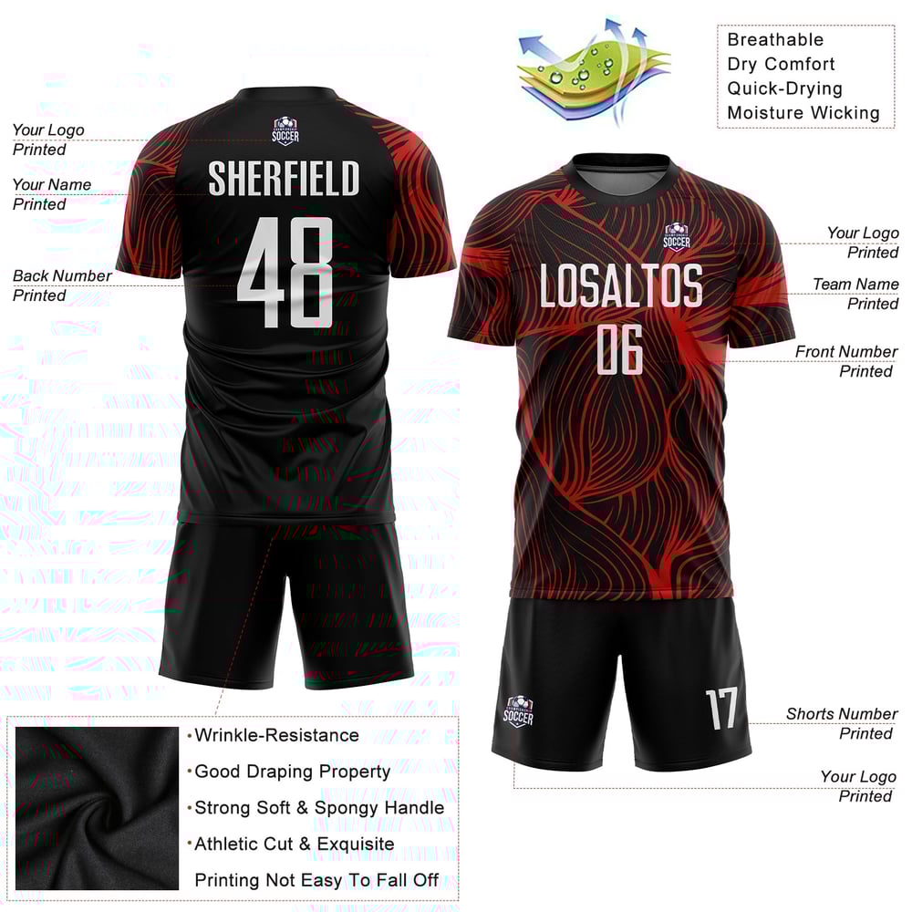 Uniform White-Red Black Jersey Sublimation Custom Soccer