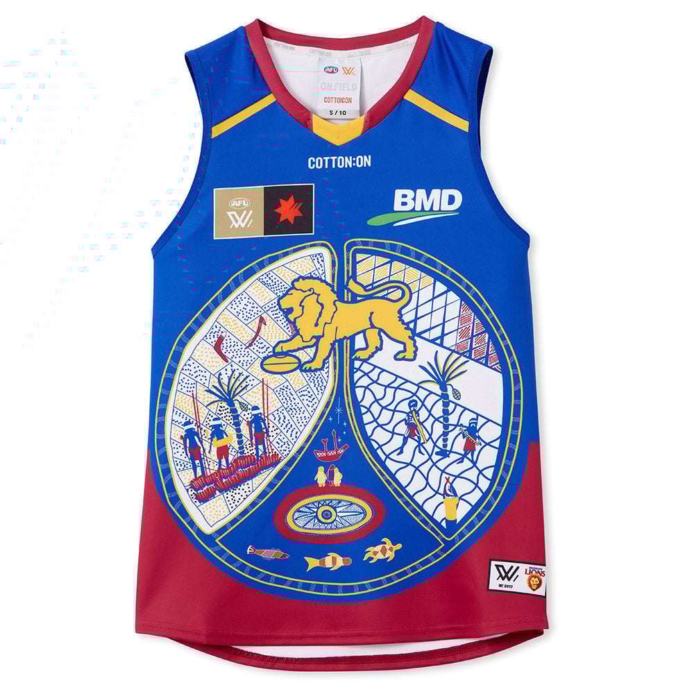 Men's Brisbane Lions 2025 Third Authentic Season 9 AFLW Indigenous Guernsey