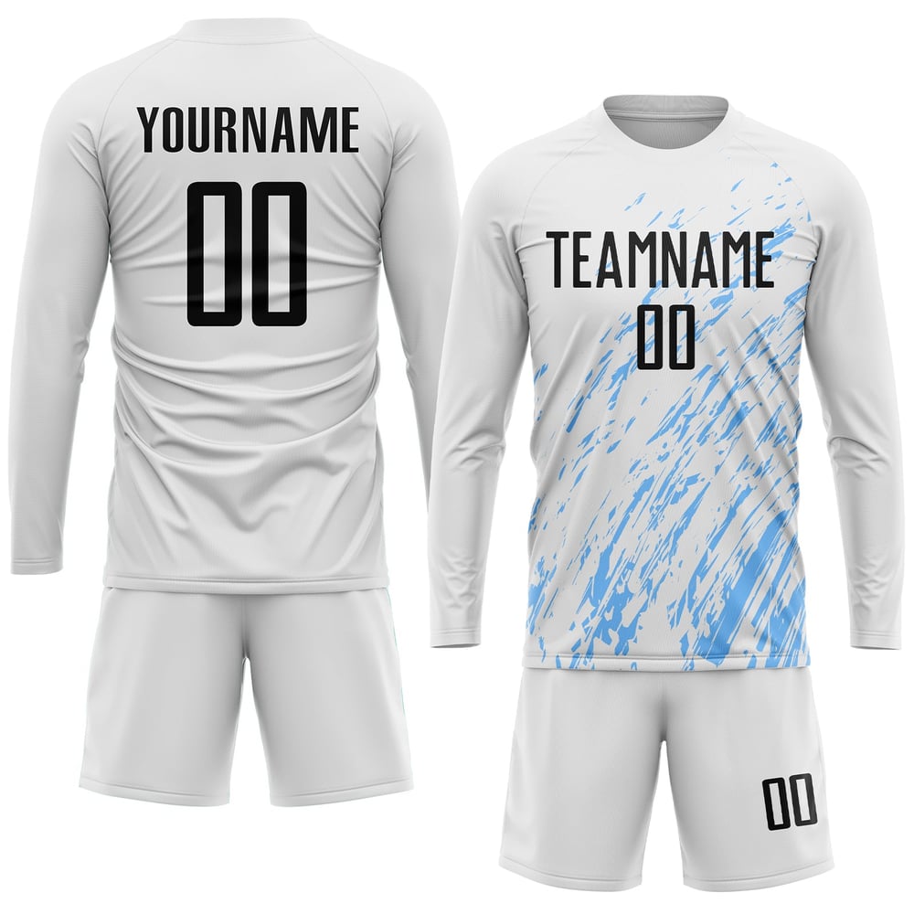 Blue Soccer Jersey Sublimation Custom White Black-Light Uniform