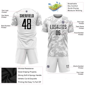 Custom Black Jersey Sublimation Uniform Soccer White