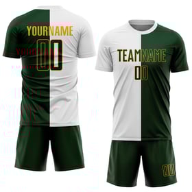 Camiseta de fútbol verde y dorado, uniforme blanco de sublimación, personalizada a la moda.