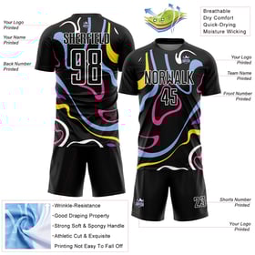 Jersey Sublimation White Black Uniform Shapes Custom Fluid Soccer