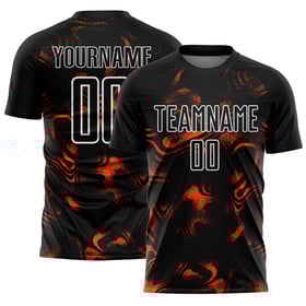 Orange-Weiß Sublimation Abstrakt Fußball Custom Schwarz Jersey Liquid Uniform