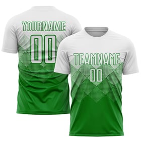 Maglia da calcio personalizzata verde erba bianca con stampa a sublimazione