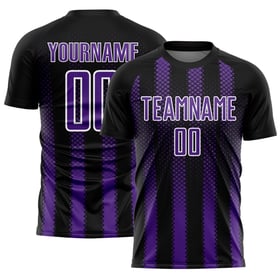 Lila-Weißes Trikot Schwarz Sublimation Benutzerdefinierte Uniform Form Geometrisch Fußball