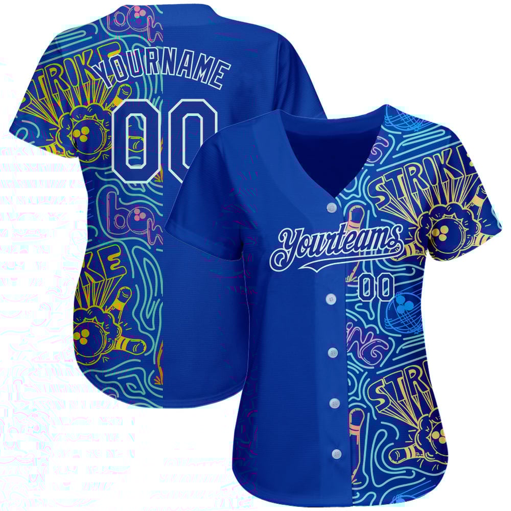 Diseño de camiseta de béisbol personalizada, blanca, bolos, real, patrón auténtico 3D