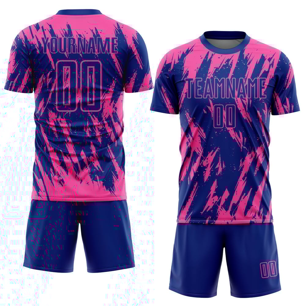 Maillot de football personnalisé rose royal par sublimation
