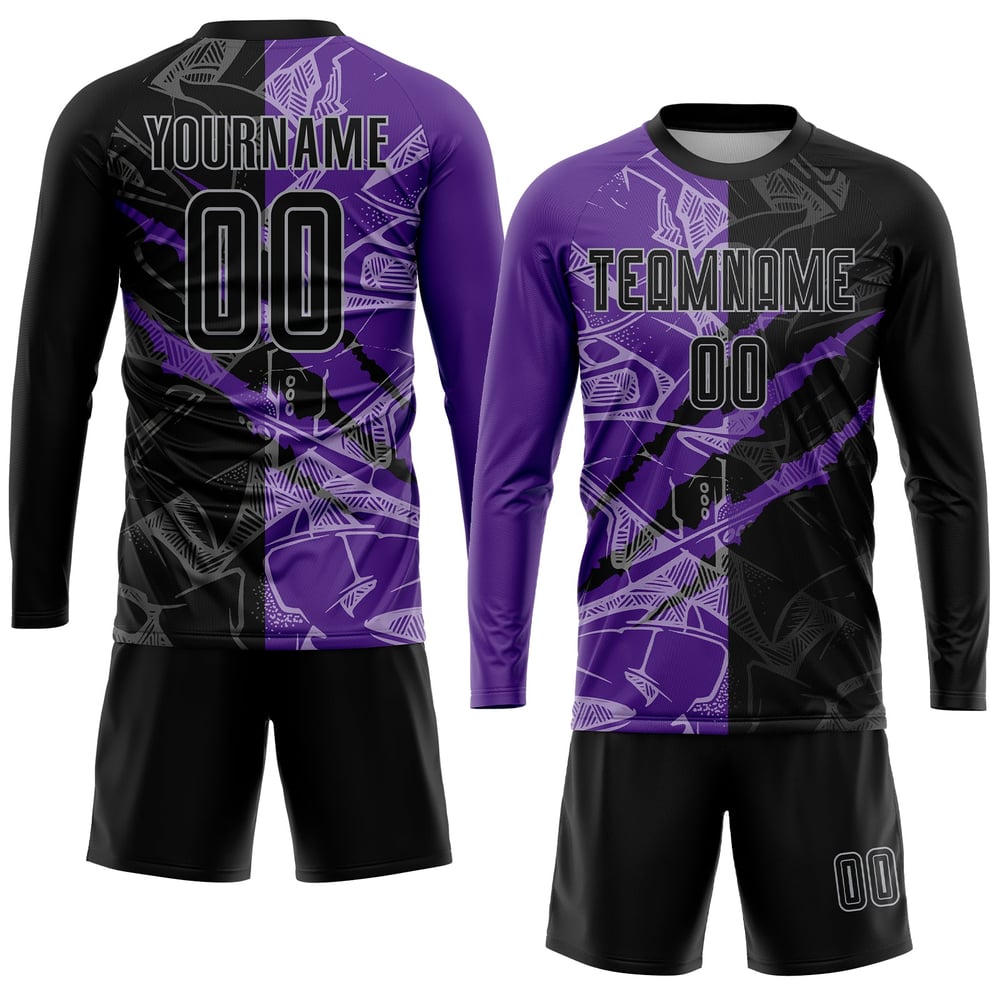 Sublimation Graffiti Jersey Black Pattern Purple-Gray Uniform Soccer Custom Scratch