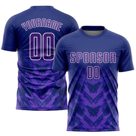 Uniforme de fútbol personalizado de sublimación azul marino morado y blanco