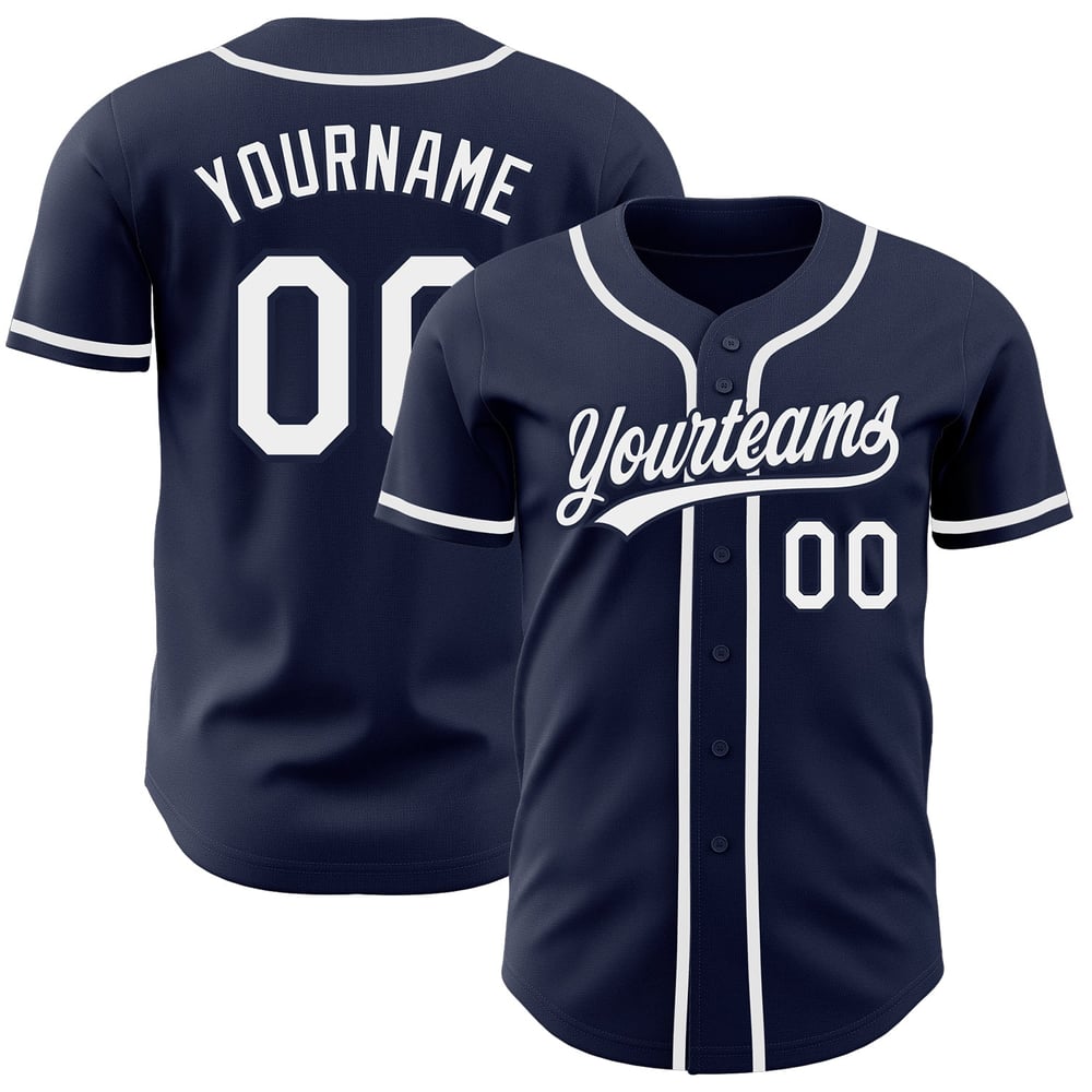 Maglia da baseball blu navy autentica e personalizzata