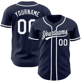 Maglia da baseball blu navy autentica e personalizzata