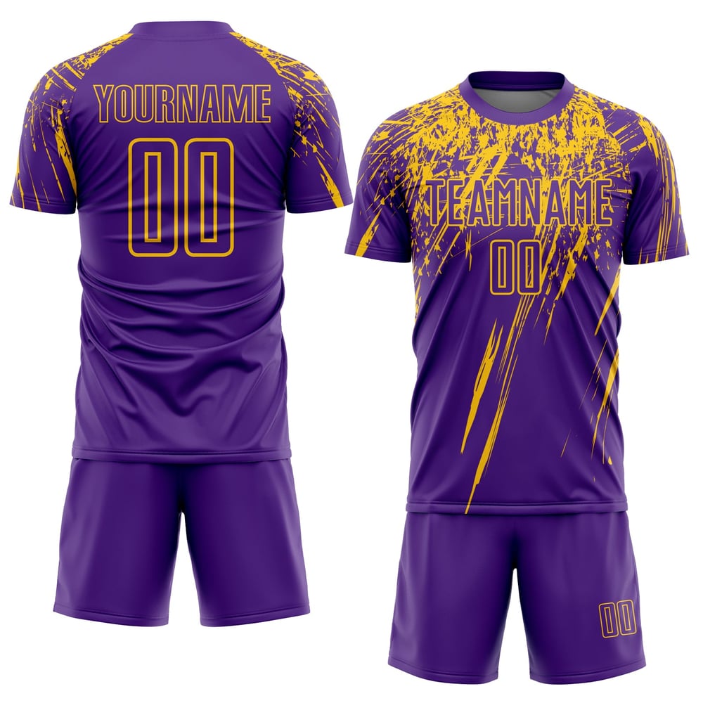 Purple Jersey Custom Uniform Soccer Yellow Sublimation
