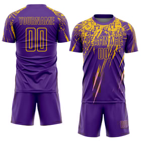 Purple Jersey Custom Uniform Soccer Yellow Sublimation