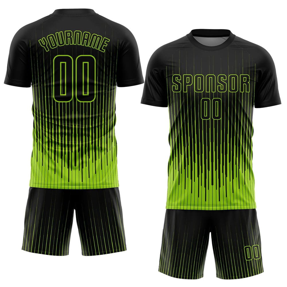 Uniform Grön Neon Jersey Sublimering Anpassad Svart Fotboll
