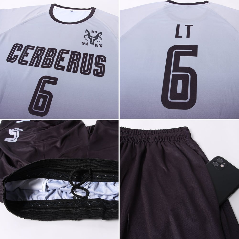 Custom Soccer Black Fashion Sublimation Fade Jersey Uniform Gray