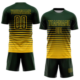 Camiseta de fútbol de moda personalizada con sublimación de degradado verde y raya amarilla