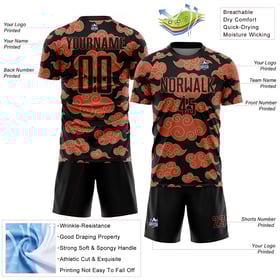 Orange Black Custom Uniform Soccer Pattern Sublimation Cloud Jersey
