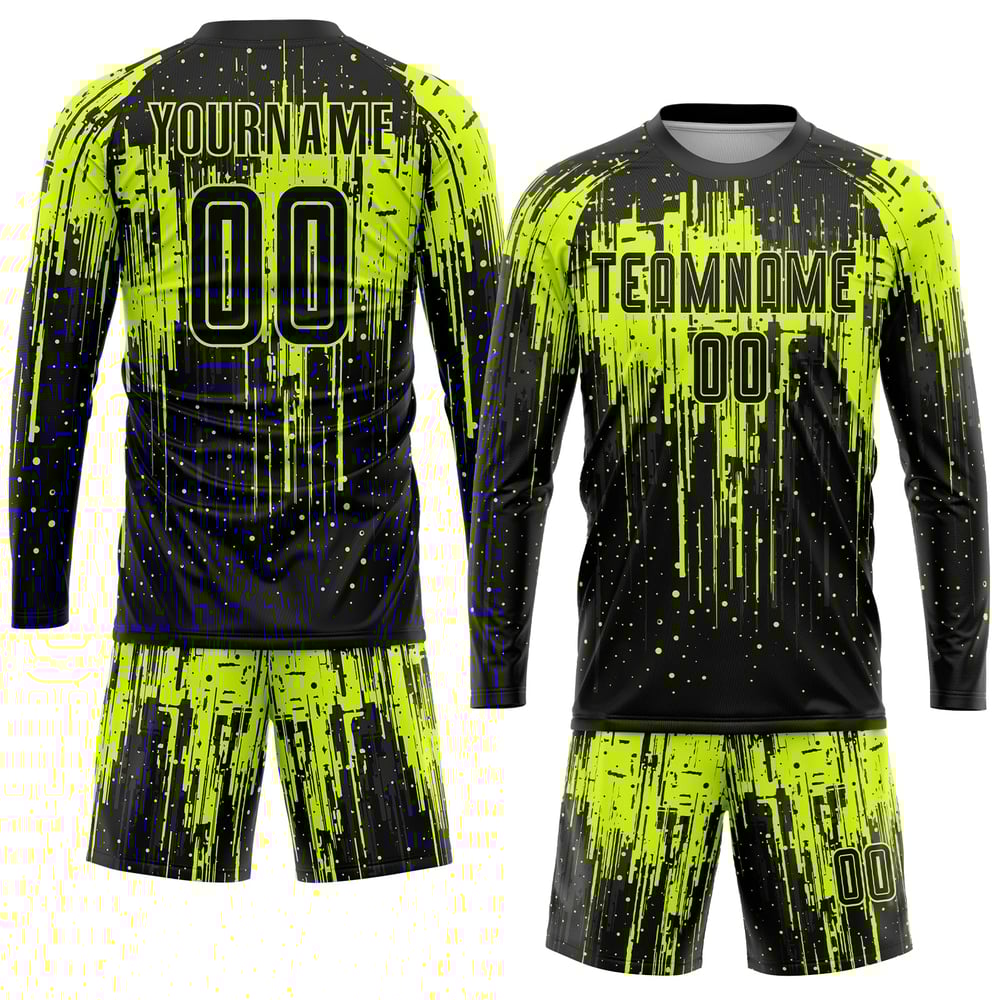 Jersey Sublimation Neon Green Uniform Custom Black Soccer
