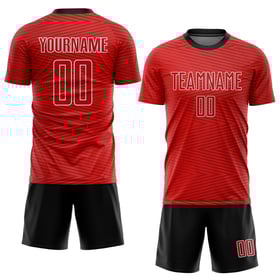 Maillot de football personnalisé à sublimation rouge et noir