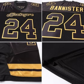 Football Jersey Black-Gold Black Authentic Custom Mesh