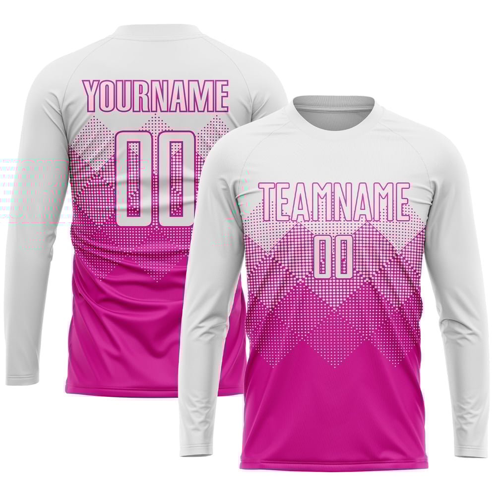 Soccer White Custom Deep Jersey Pink Sublimation Uniform