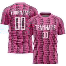 Maillot de football personnalisé rose et blanc par sublimation