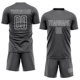 Maillot de football personnalisé à sublimation géométrique gris acier et blanc