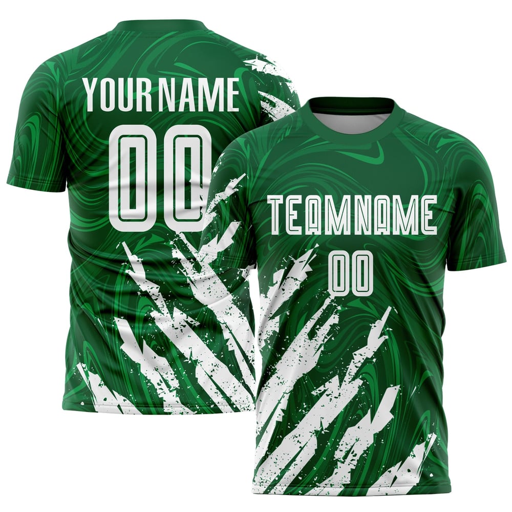 White Uniform Custom Soccer Kelly Sublimation Jersey Green