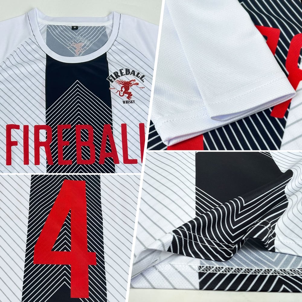 Line Jersey Red-Black Soccer Custom Sublimation Uniform White
