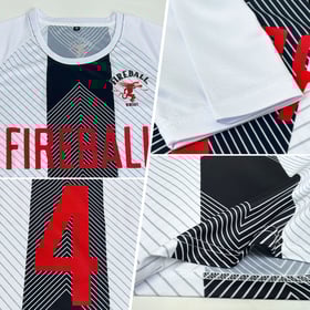 Line Jersey Red-Black Soccer Custom Sublimation Uniform White